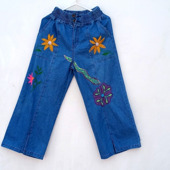 Hand embroidered Capri pants for women Amazon jungle